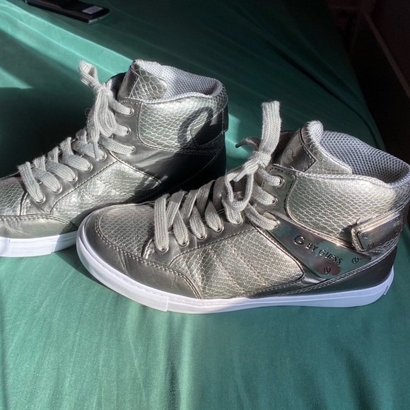 G By Guess High Top Sneakers Grey Silver - Picture 1 of 7